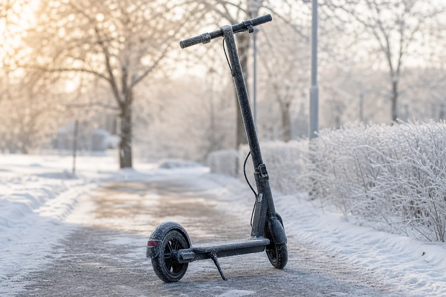 Elsparkcykel i vinterkyla