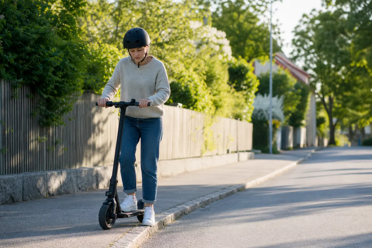 Nybörjare på elsparkcykel