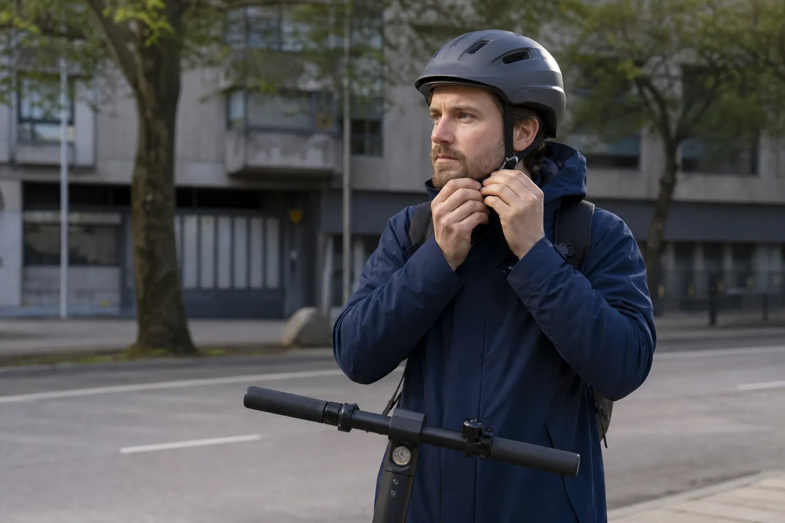 Person tar på cykelhjälm