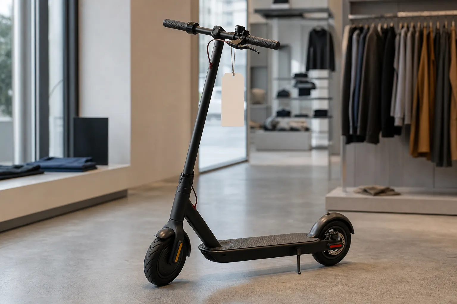 Elsparkcykel i butiksmiljö