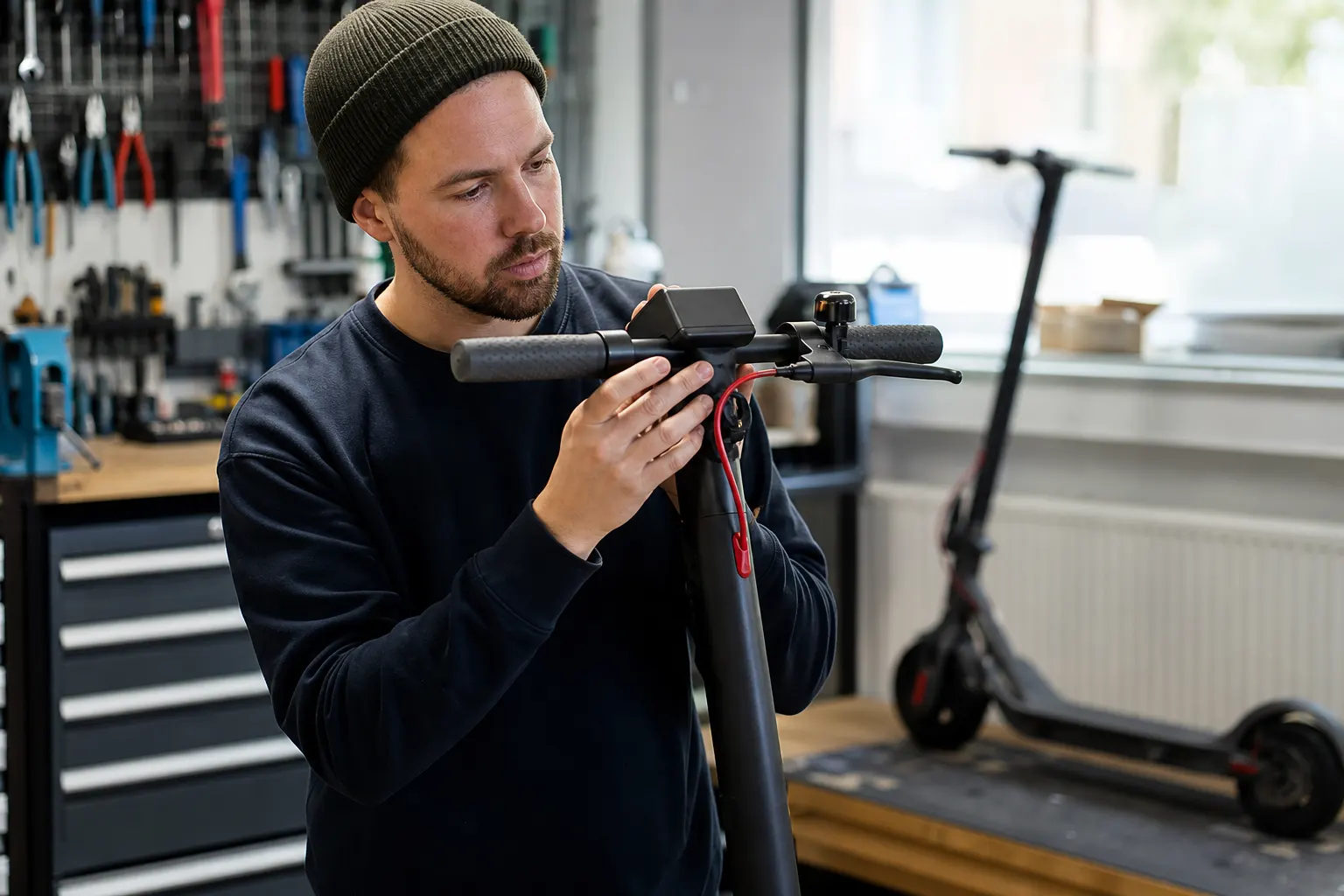 Inspektion av elsparkcykelns styre